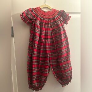 Holiday red and green plaid onesie - 18 mos.